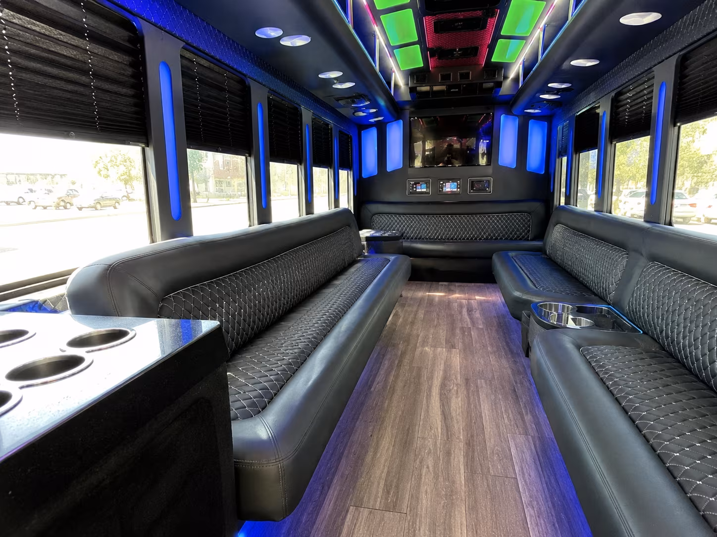 olympia 15 passenger party bus inside