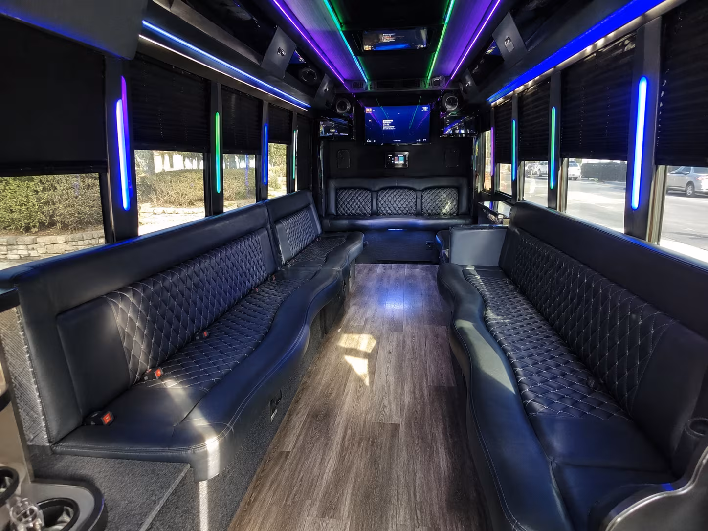 olympia 15 passenger party bus interior