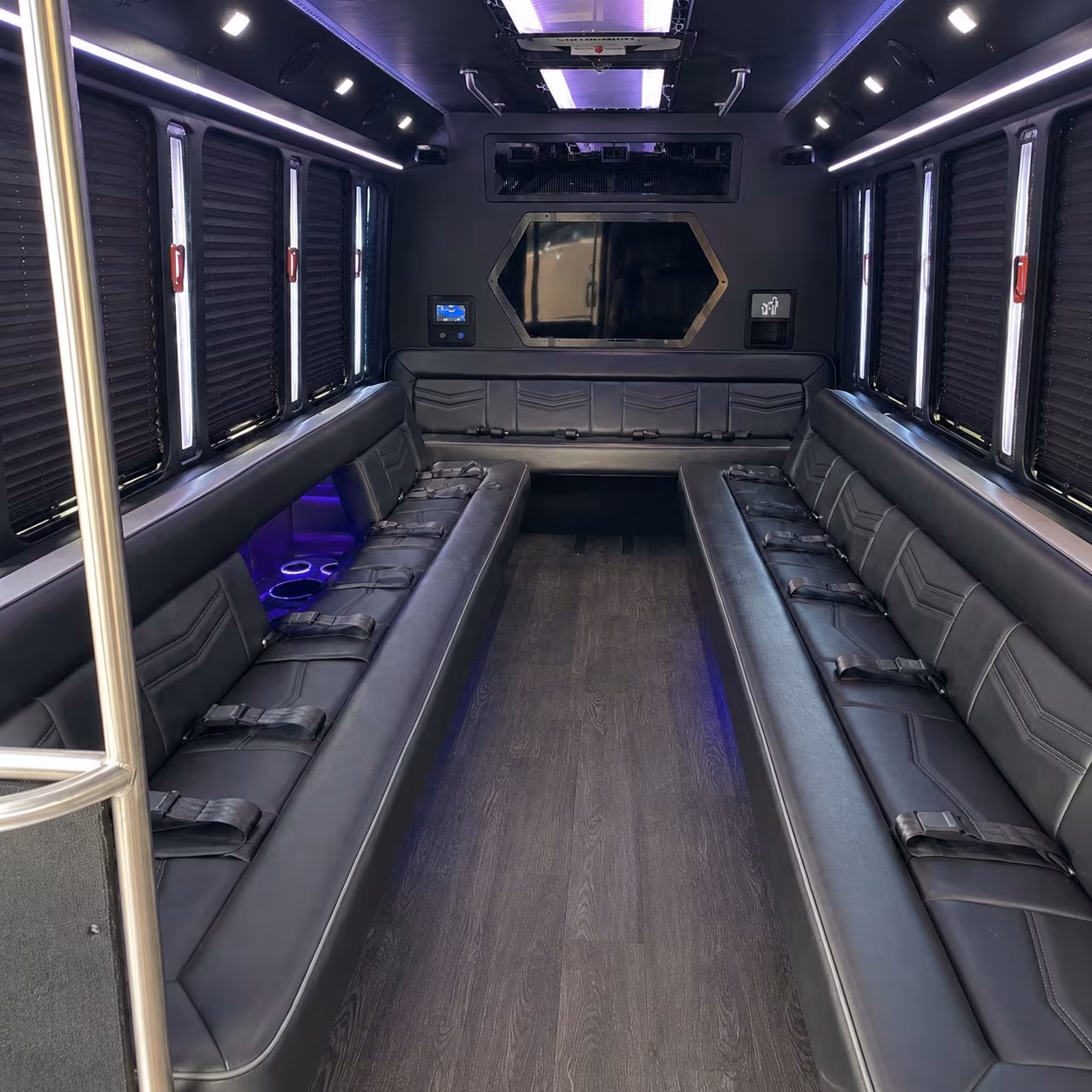 olympia 18 passenger party bus interior