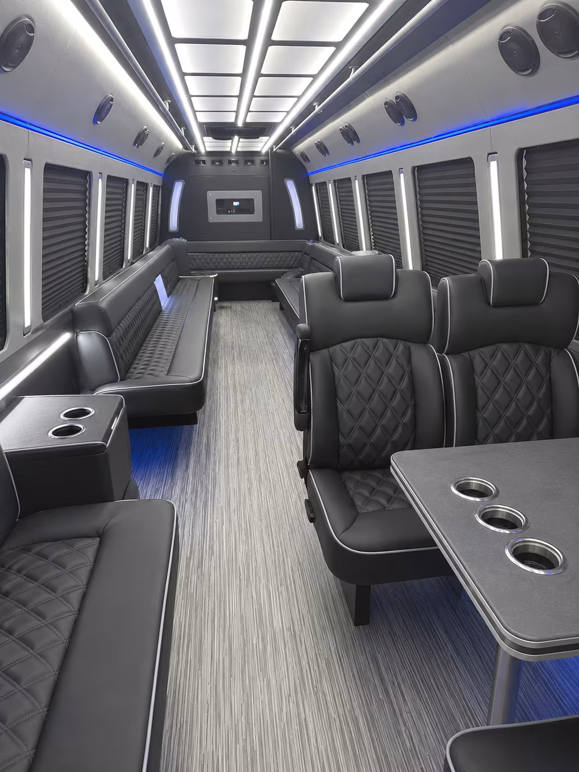 olympia 25 passenger party bus inside