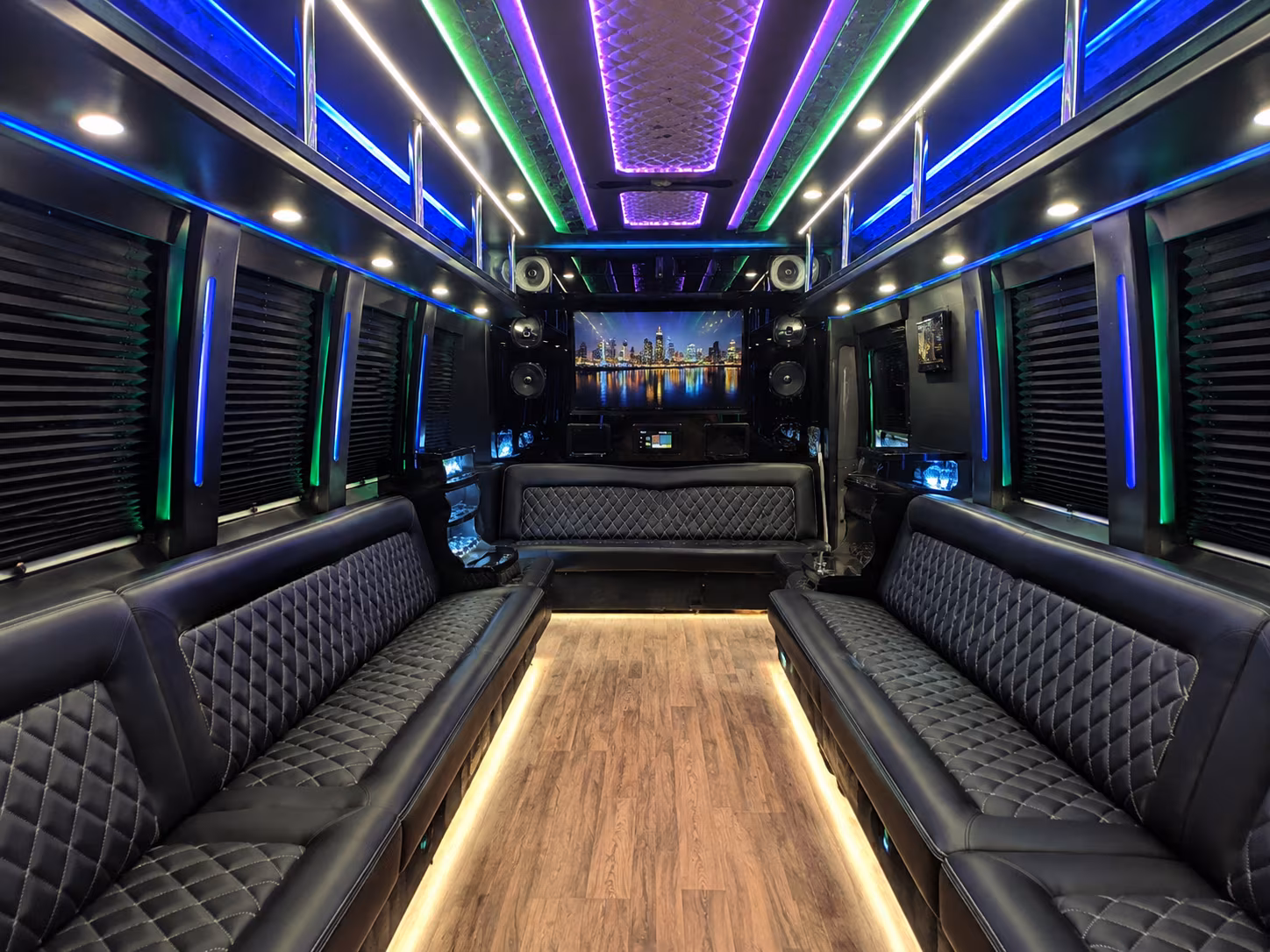 olympia 25 passenger party bus interior