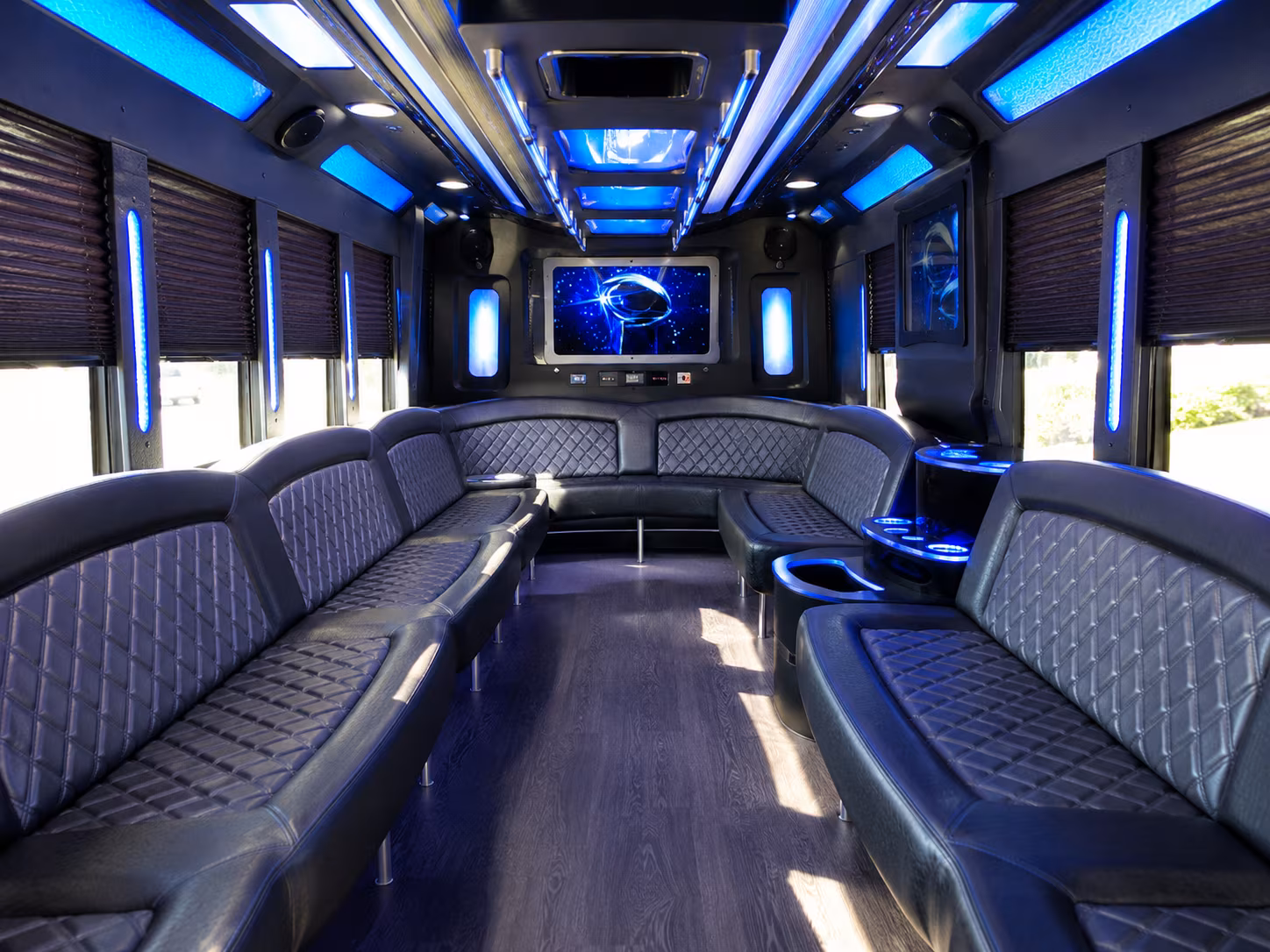 olympia 28 passenger party bus inside