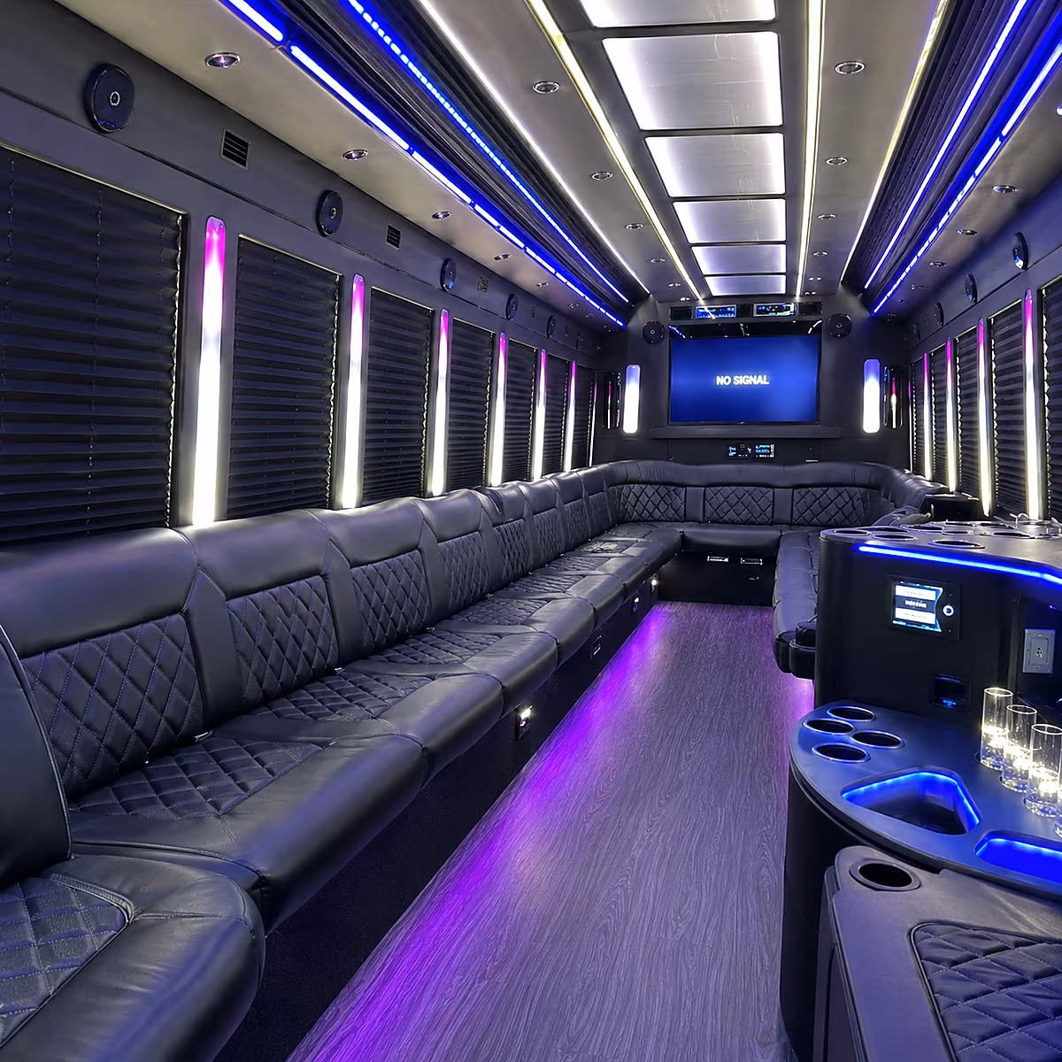 olympia 30 passenger party bus inside