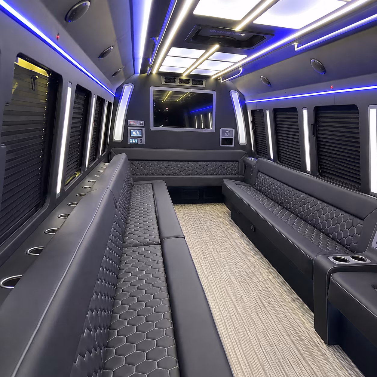 olympia 40 passenger party bus inside